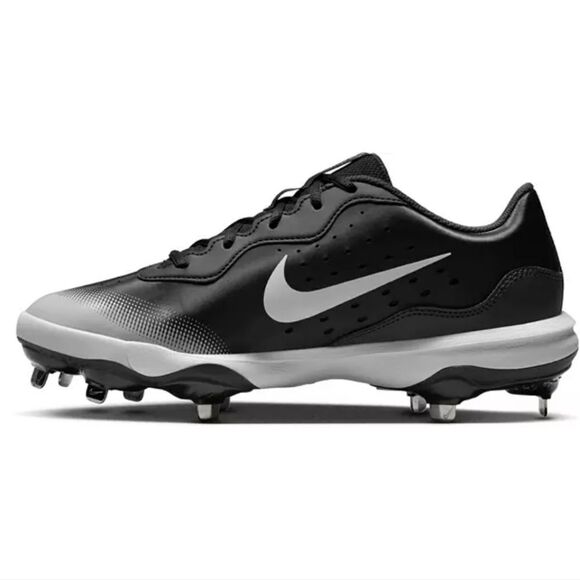 New Nike Men's Alpha Huarache Varsity 4 Metal Baseball Cleats black white - Picture 2 of 8